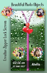 Rainy Glass Zipper Lock Screen screenshot 2