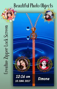 Waterdrops Zipper Lock Screen screenshot 2