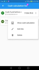 Cash and money calculation screenshot 2