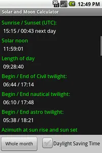 Solar and Moon Calculator screenshot 2
