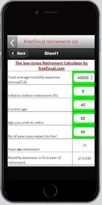 Freefincal Retirement Planner screenshot 0