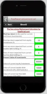 Freefincal Retirement Planner screenshot 1