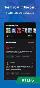 GamerLink LFG: Teams & Friends screenshot 1