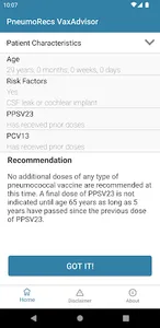 PneumoRecs VaxAdvisor screenshot 2