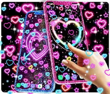 Neon hearts live wallpaper screenshot 1