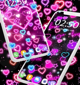 Neon hearts live wallpaper screenshot 18