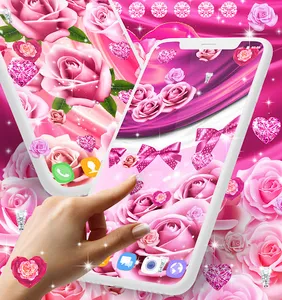 Pink rose silk live wallpaper screenshot 1