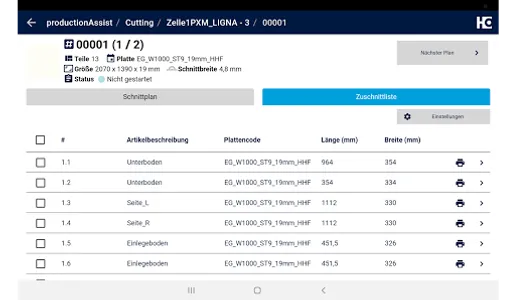 HOMAG productionAssist screenshot 2