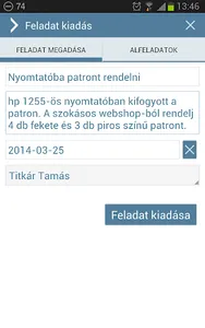 Feladatkiadás screenshot 3