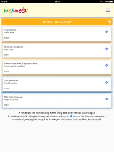 Webmeal ételrendelő screenshot 1