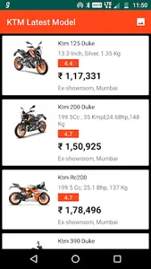 KTM Bikes India : Price, Milea screenshot 7