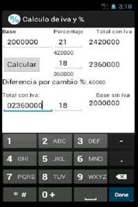 Calculadora de Iva y Base screenshot 0