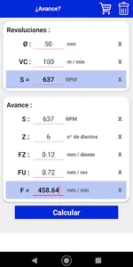 Calculadora de mecanizado screenshot 3