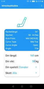 Ishockeyklubba - Kalkylator screenshot 2