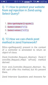 Zend Interview Questions screenshot 1
