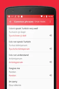 Turkish phrasebook screenshot 3