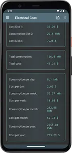 Electrical Cost screenshot 1