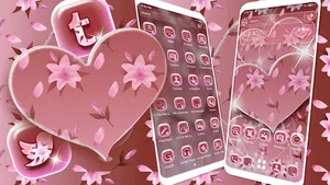 Pink Flower Heart Theme screenshot 0