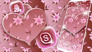 Pink Flower Heart Theme screenshot 1