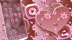 Pink Flower Heart Theme screenshot 4