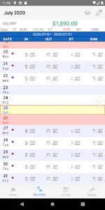 Time card screenshot 2