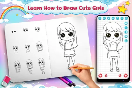 Learn to Draw Cute Girls screenshot 1