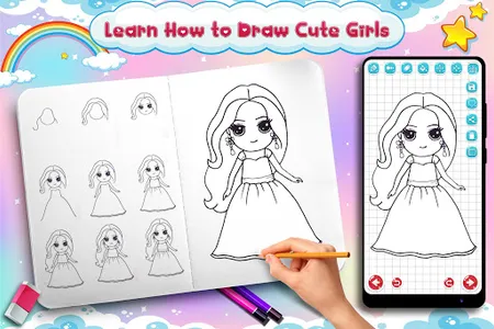 Learn to Draw Cute Girls screenshot 5