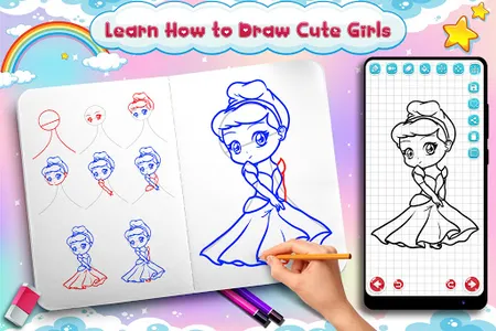 Learn to Draw Cute Girls screenshot 9