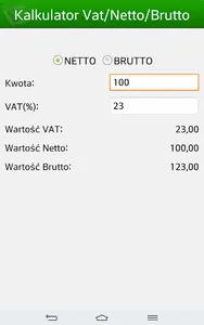 Kalkulator Netto Brutto Vat screenshot 1