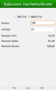 Kalkulator Netto Brutto Vat screenshot 2