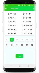 Multiplication table screenshot 1