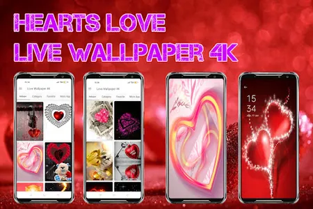Hearts Love Live Wallpaper 4K screenshot 2