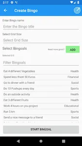 Bingoals screenshot 1