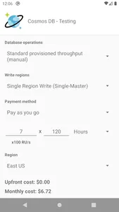 Cloud Calculator for Azure, AW screenshot 1