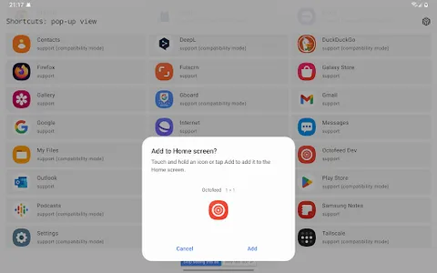 Shortcuts: pop-up view screenshot 5