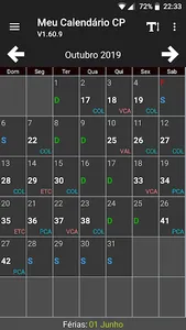 Meu Calendário CP screenshot 0