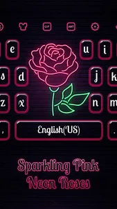 Sparkling Pink Neon Roses Keyb screenshot 0