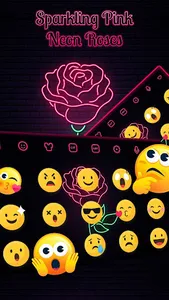 Sparkling Pink Neon Roses Keyb screenshot 2