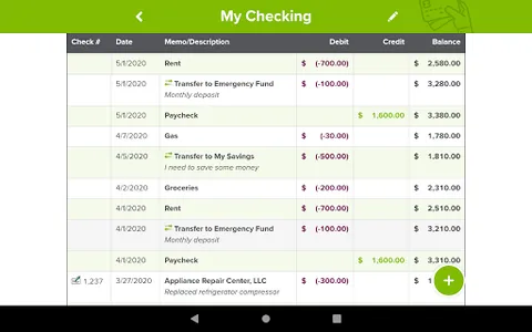 myLIFE Transaction Register screenshot 7