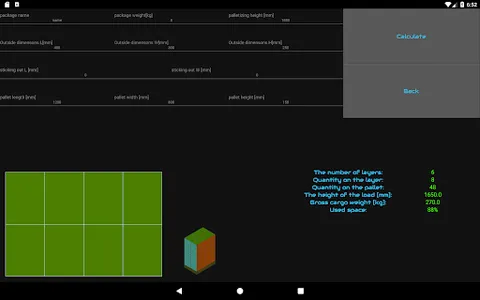 Pallet loading Calculator screenshot 0