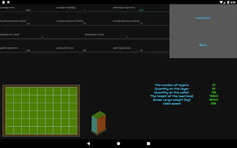 Pallet loading Calculator screenshot 1