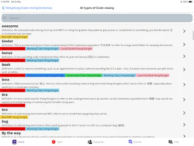 Hong Kong Code-mixing 香港中英夾雜字典 screenshot 9