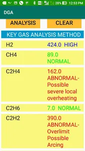 Dissolved Gas Analysis screenshot 1