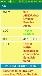Dissolved Gas Analysis screenshot 2