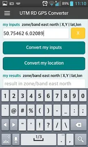 UTM RD GPS converter screenshot 1
