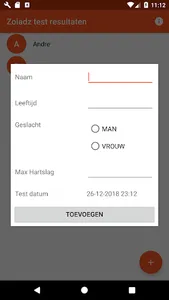 Zoladz test resultaten screenshot 1