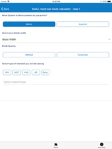 DoALL band saw blade calculato screenshot 7