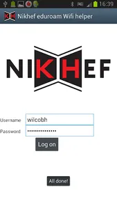 Nikhef eduroam helper screenshot 3