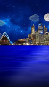 Night city from sea wallpaper screenshot 0