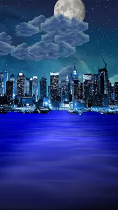Night city from sea wallpaper screenshot 2